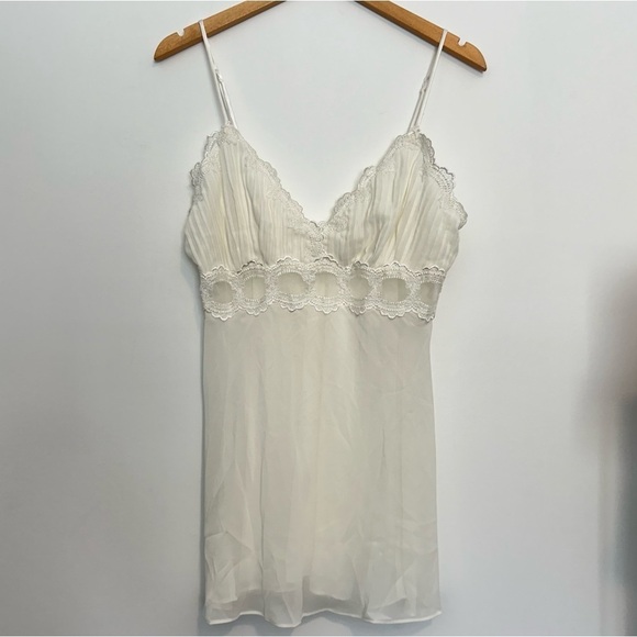 linea donatella white lace sheer slip top bridal Y2K ballet core - Picture 1 of 8